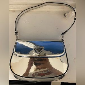 Prada metalic silver bag